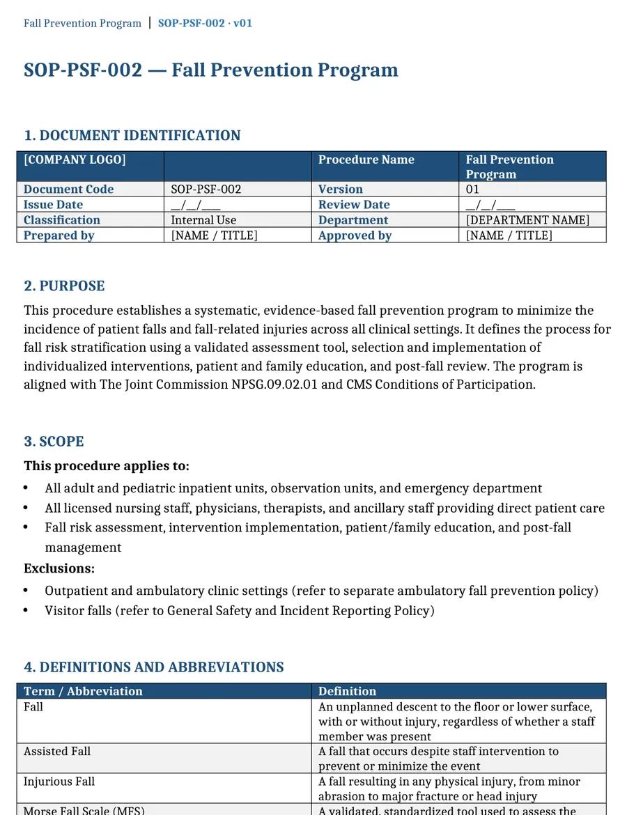 Real excerpt from the file SOP-PSF-002-Fall-Prevention-Program (Word)